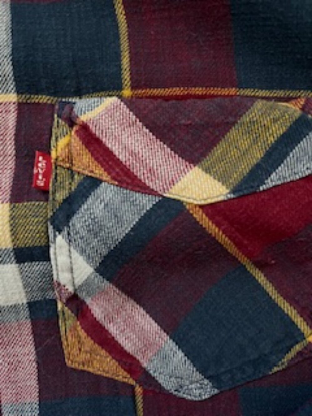 🧡3/15 Levi's Plaid Long Sleeve Red Blue Yellow Shirt Men's L - Picture 10 of 10